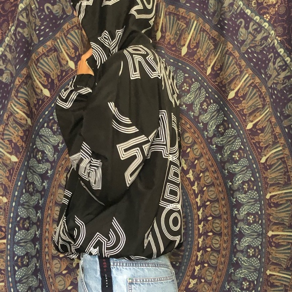 Forever 21 Black White Hooded Windbreaker 1991 Med - Picture 5 of 16